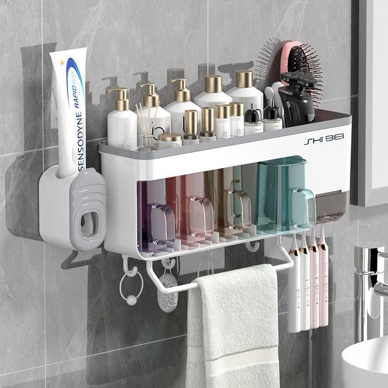 新疆包邮【小扬哥推荐】牙刷置物架免打孔漱口杯挂墙壁挂式卫生间