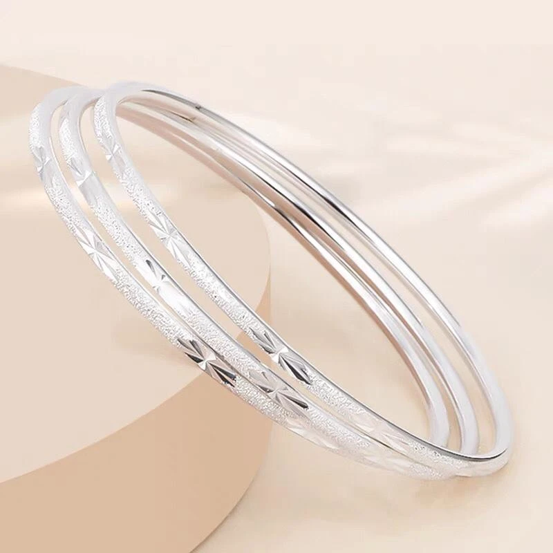 足银手镯 足银手镯 足银999.9 三生三世满天星闭口手镯