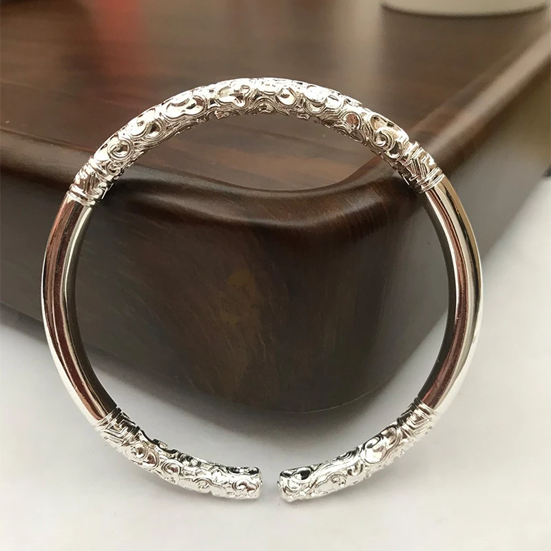 足银手镯 足银手镯 足银999.9 祥云如意金箍棒开口手镯