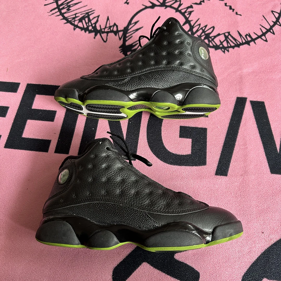 捡漏42.5码AJ13 黑绿 篮球鞋 二手 无原盒 公价2559