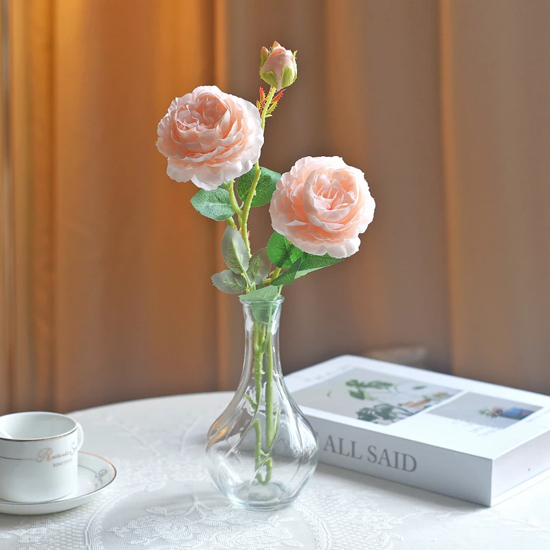 <洋牡丹>香槟新款餐桌仿真花假花插花束客厅装饰品干花家居摆设