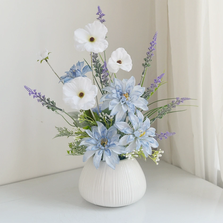 《云淡风清》原创插花艺假花逼真客厅摆设餐桌家居绢花室内花摆件