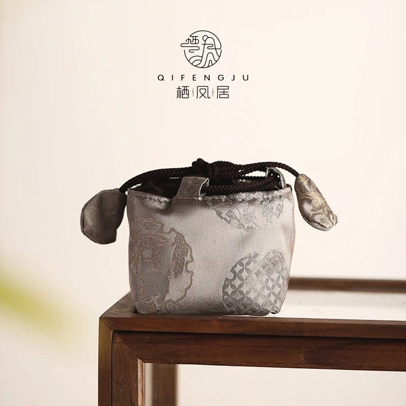 栖凤居织锦杯袋布袋加厚手提袋便携杯套茶具茶杯收纳包茶道配件