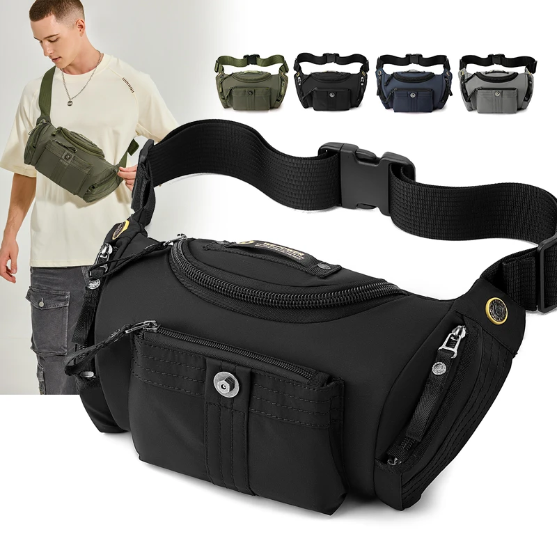 男士胸包多功能休闲单肩包大容量斜挎包男小背包户外运动骑行腰包