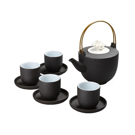 芙蓉花开茶具组家用茶具手工复古创意陶瓷日式茶道粗陶杯碟