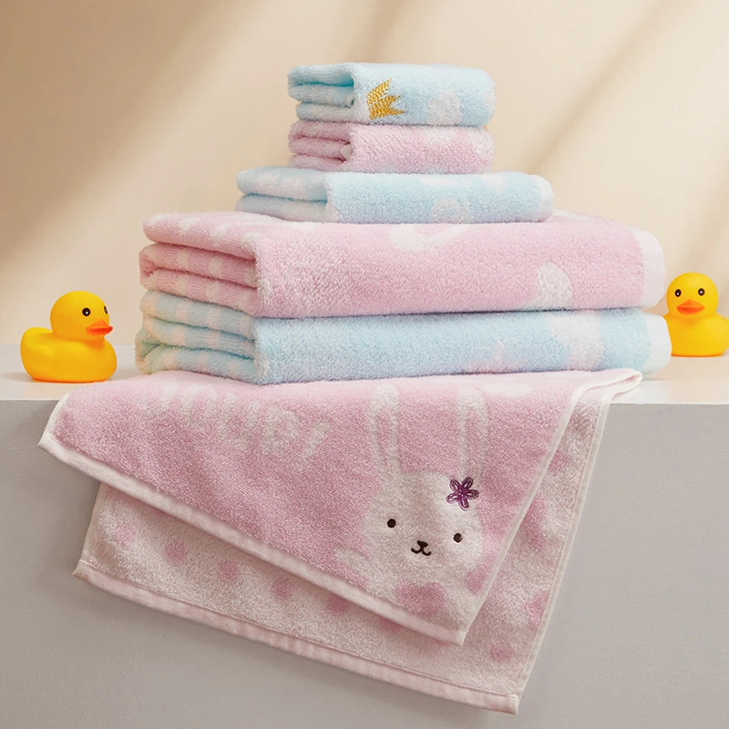 萌宠快乐星球方巾 面巾 浴巾可爱柔软儿童毛巾