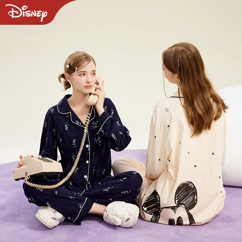 Disney/迪士尼新款可爱米奇卡通舒适开衫睡衣休闲家居服套装