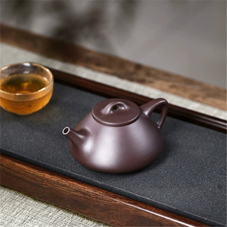宜兴紫砂壶 手工制作 子冶石瓢原矿老紫泥茶壶茶具礼品家用260cc