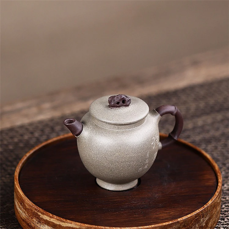 听雨 宜兴原矿青灰段泥手工功夫礼品茶壶茶具泡茶壶小容量120毫升