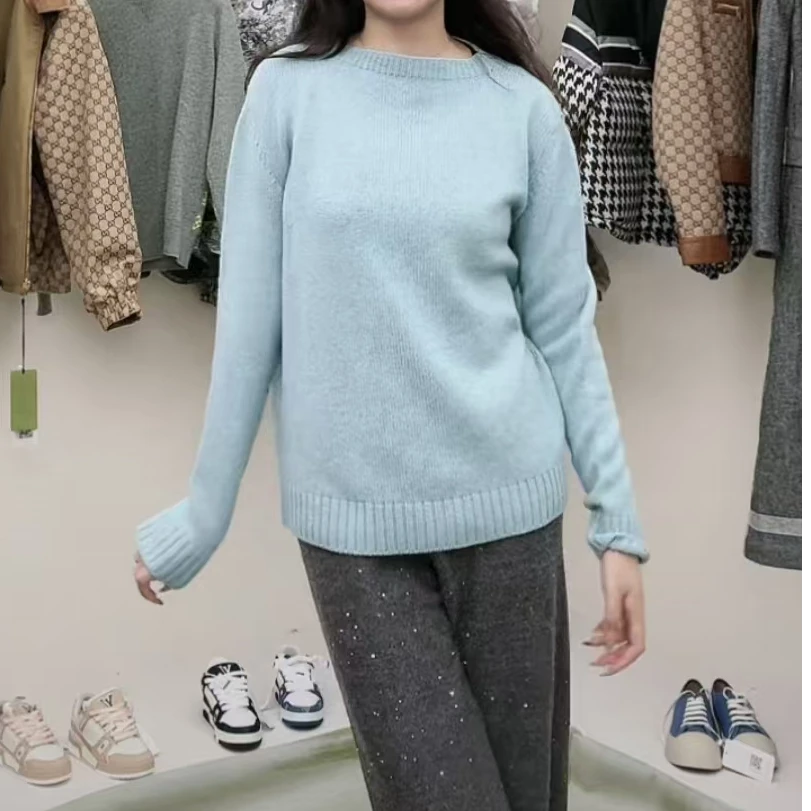 全新未使用 Prada/普拉达 圆领针织长袖 蓝色/40