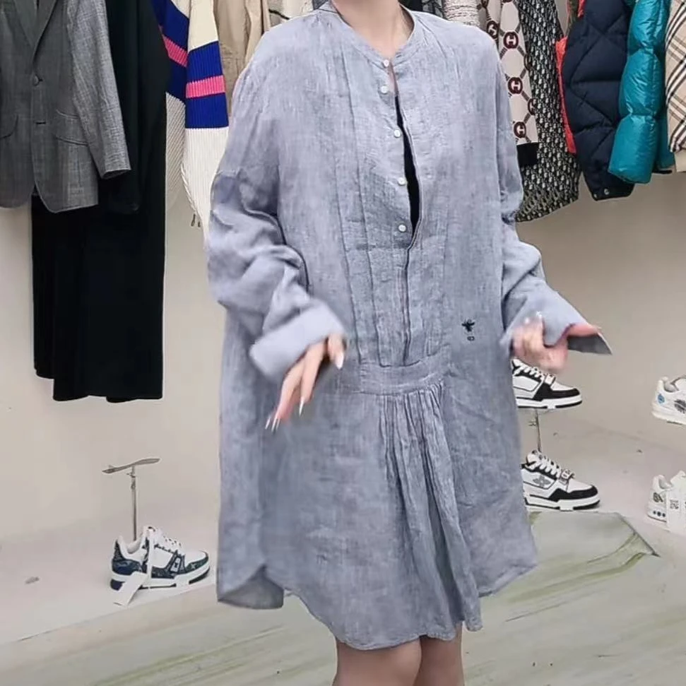 全新未使用 DIOR/迪奥 长袖连衣裙 蓝色/40码