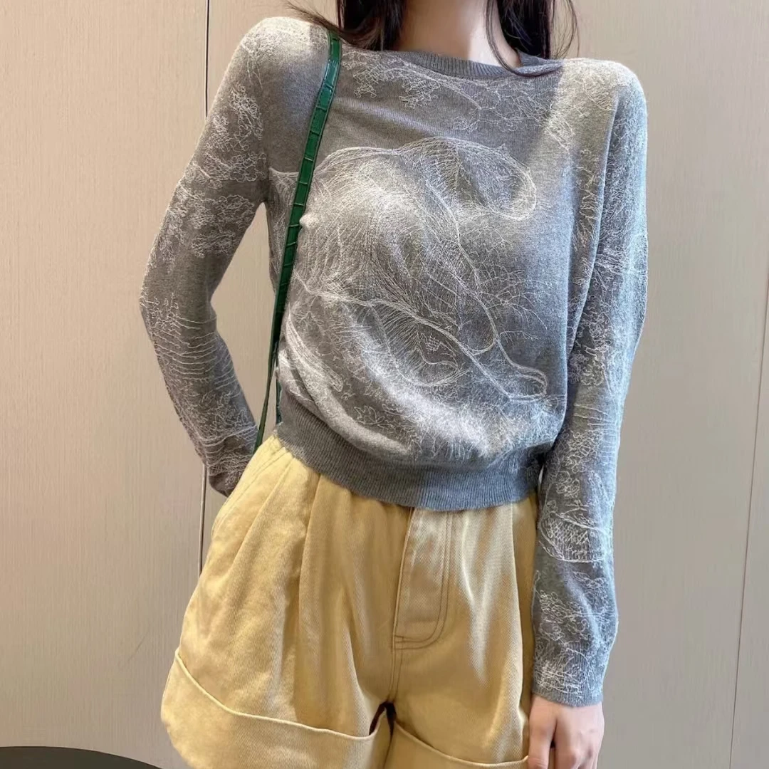 全新未使用 DIOR/迪奥 休闲针织圆领套头长袖毛线衫/38