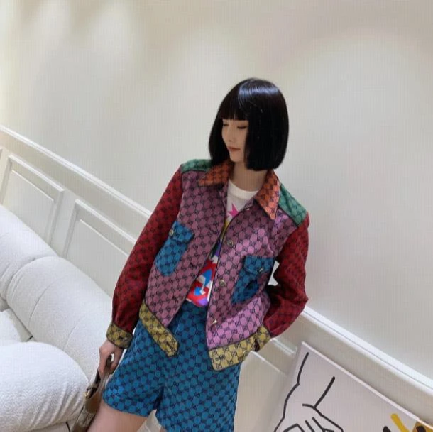 全新未使用 GUCCI/古驰 满印长袖外套 粉混多色/44