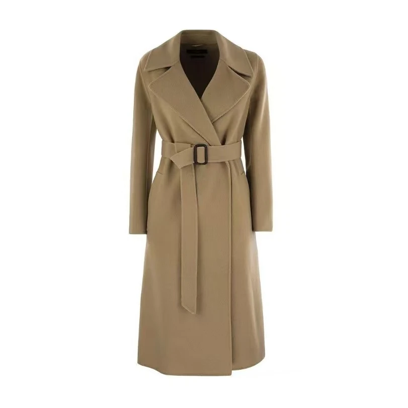 全新未使用 MaxMara 翻领长袖大衣 卡其色/36-42