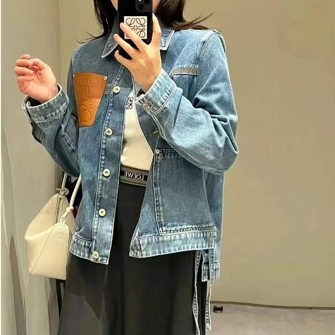 全新未使用 LOEWE/罗意威 拼接单排扣休闲牛仔外套 蓝色/34