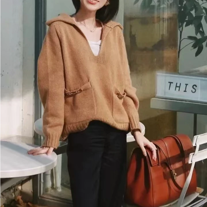 全新未使用 Celine/思琳 针织长袖毛衣 棕色/S