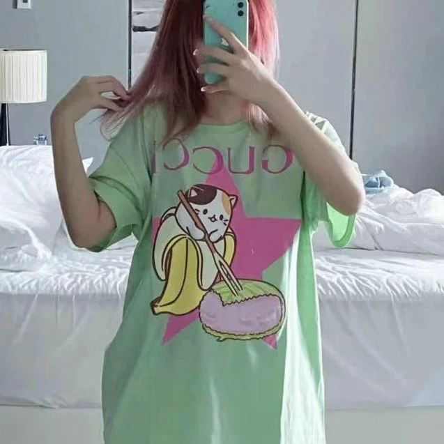 未使用 GUCCI/古驰 GUCCI 星星香蕉猫圆领短袖T恤/S-M