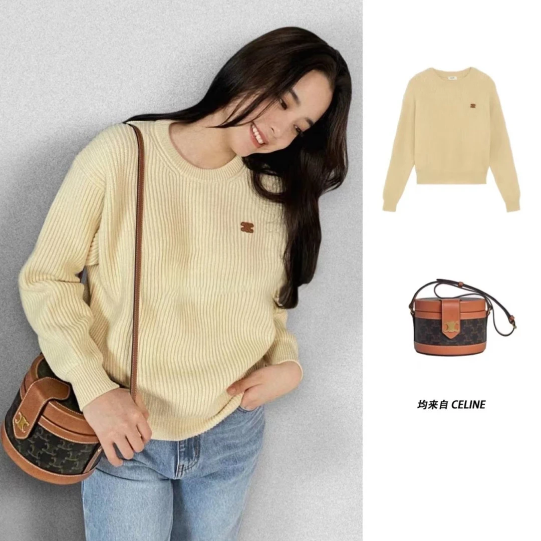 全新未使用  CELINE 微标长袖针织毛衣/公价9900/S/欧阳娜娜同款