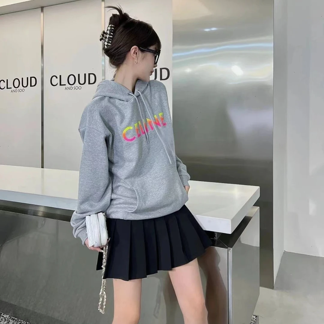 全新未使用 Celine/思琳 logo连帽长袖卫衣/XS-M