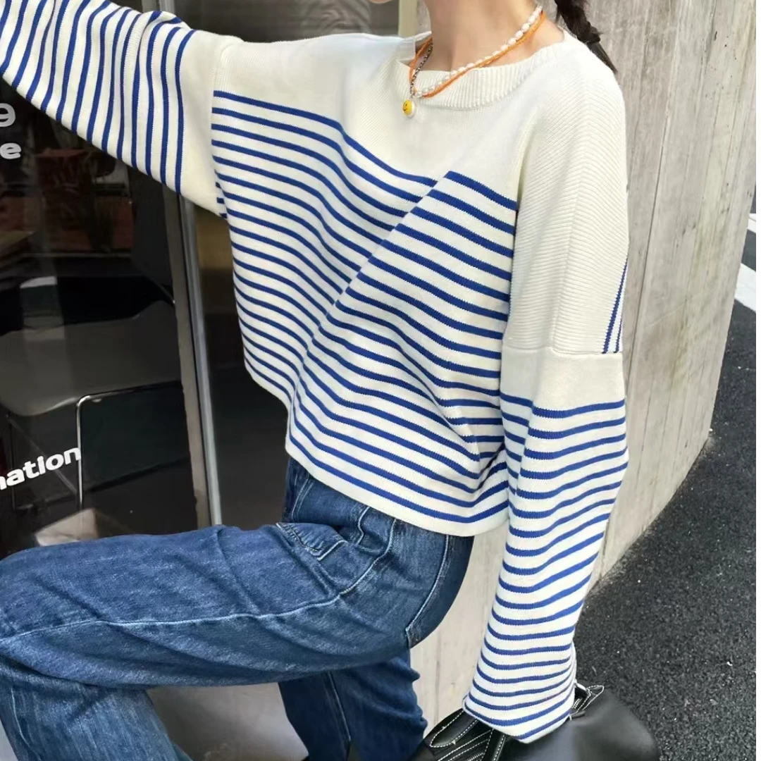 未使用 Celine/思琳 蓝白条纹长袖针织衫 蓝白/S