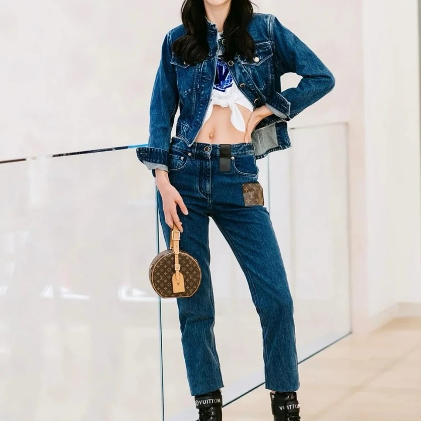未使用 LouisVuitton/路易威登 logo纯色牛仔长裤 蓝色/34