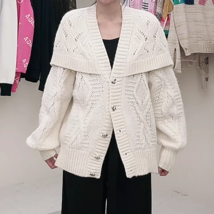 全新未使用 Chanel/香奈儿 针织长袖开衫 米白/40