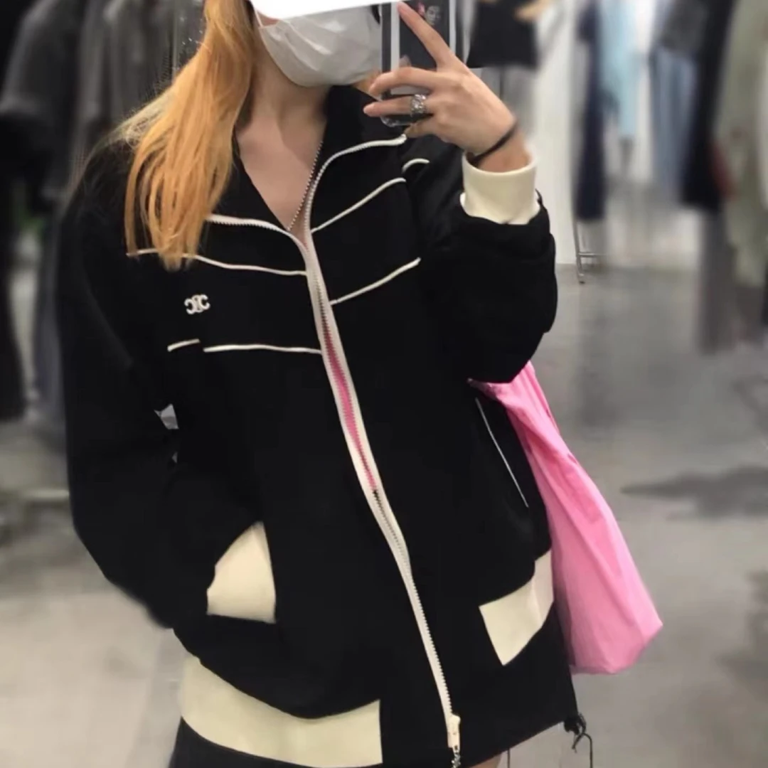未使用 Celine/思琳 凯旋门拉链长袖拼色卫衣外套/公价12500/S码