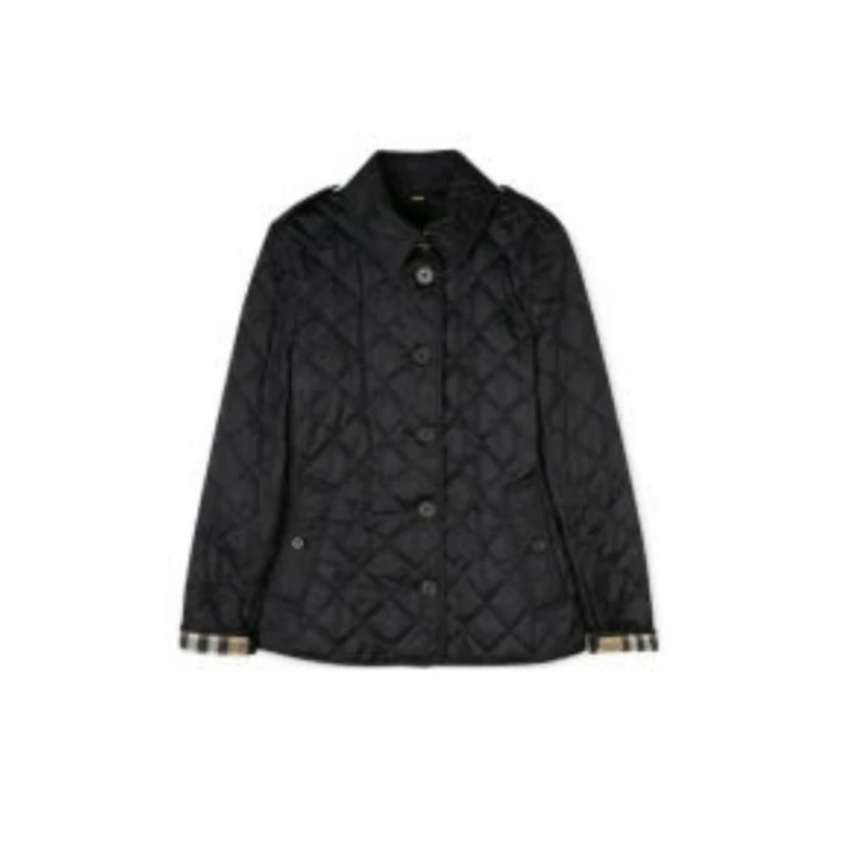 全新未使用 BURBERRY/博柏利 纯色绗缝棉服 黑色/M码