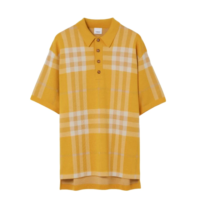 全新未使用 BURBERRY/博柏利 格纹提花 Polo 衫/M