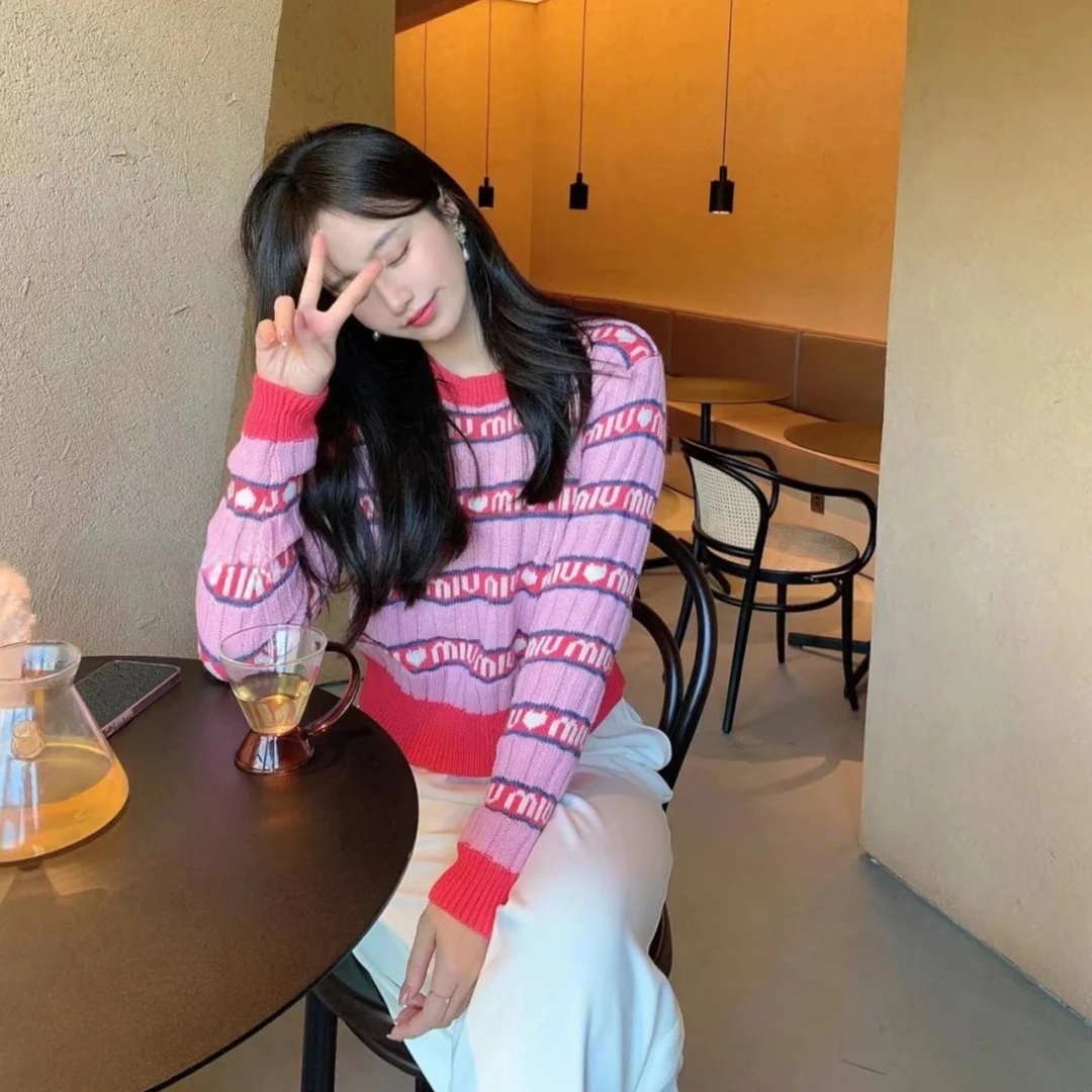 全新未使用  Miu Miu条纹满印毛衣/公价10100/40码/孔雪儿同款