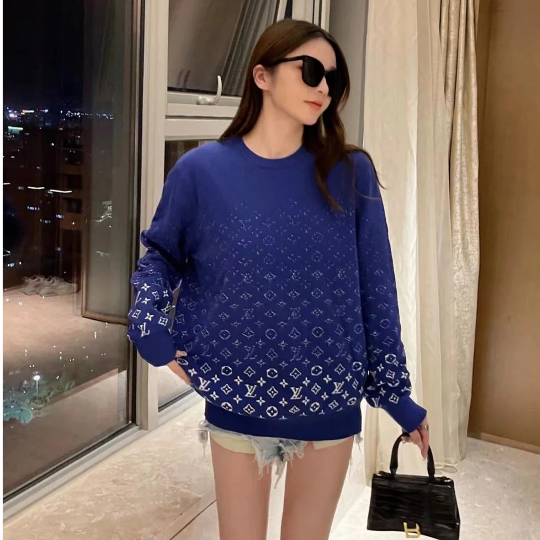 全新未使用  Louis Vuitton/渐变圆领满印针织衫/S码