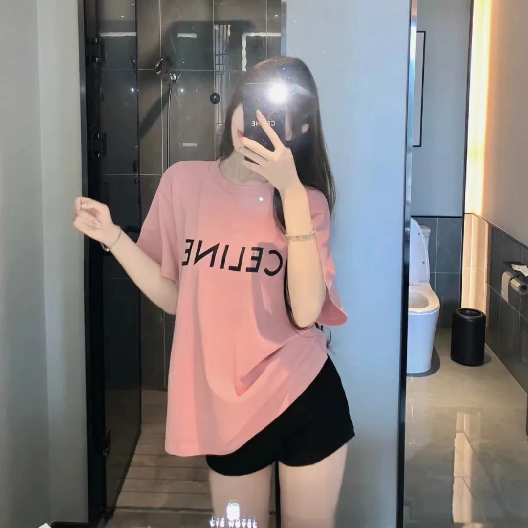 全新未使用 Celine/思琳 棉质平纹针织宽松纯色字母T恤/XXS码