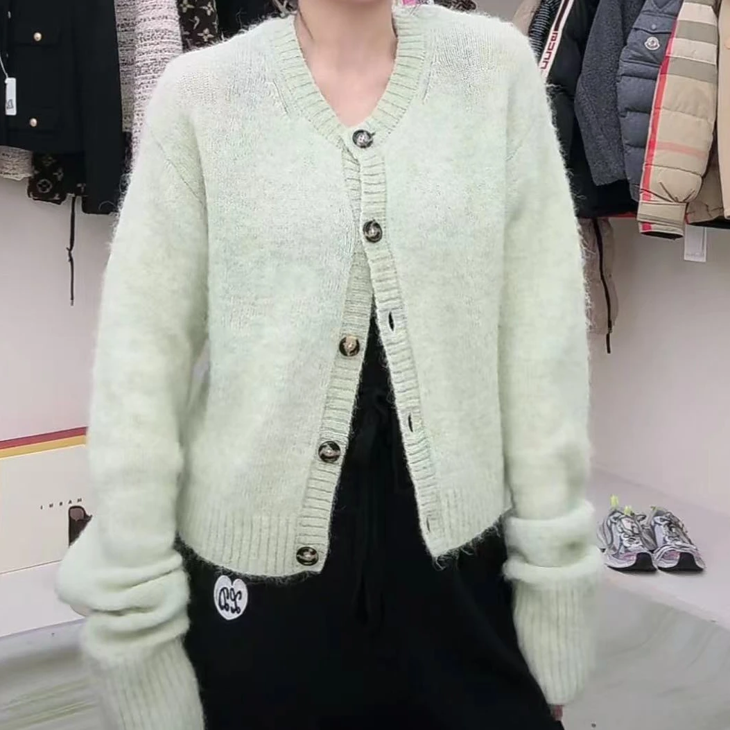 全新未使用 AcneStudios  排扣长袖针织衫 绿色/xs