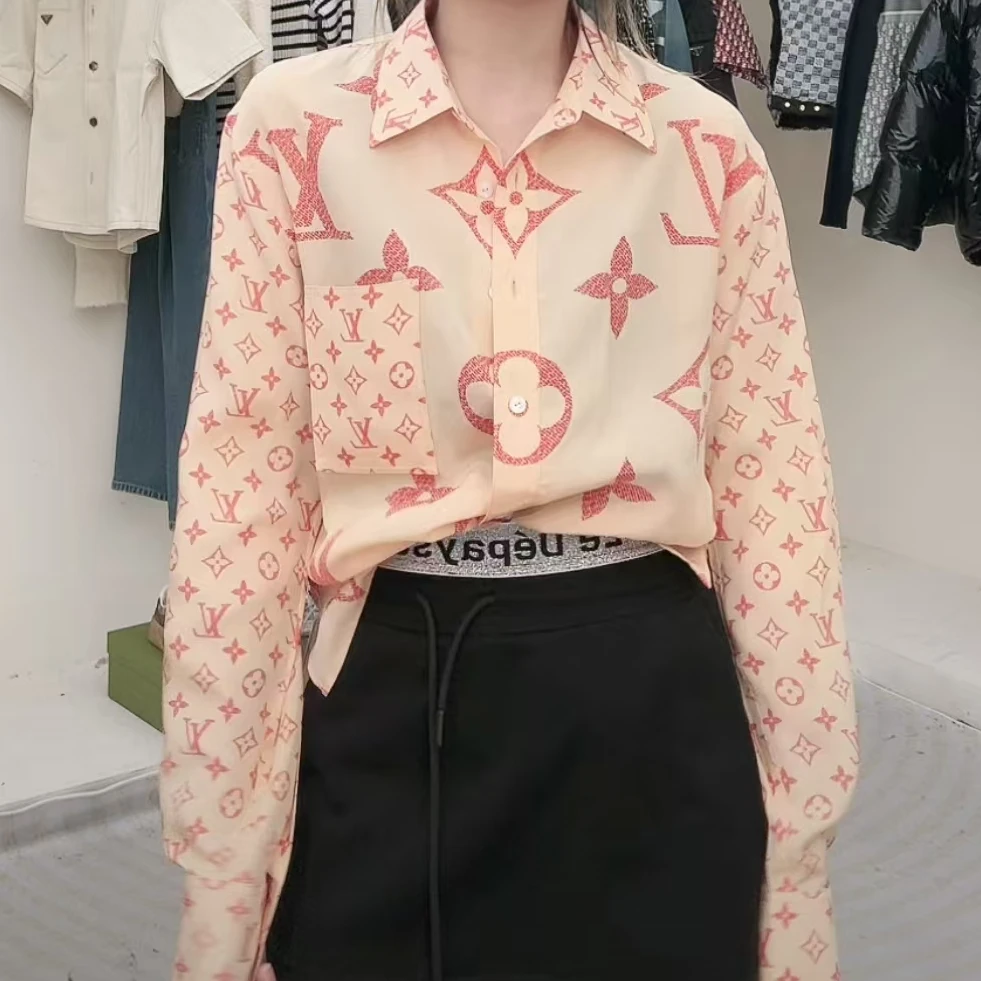 全新未使用 LOUIS VUITTON PARIS 满印长袖衬衫 黄色/36码