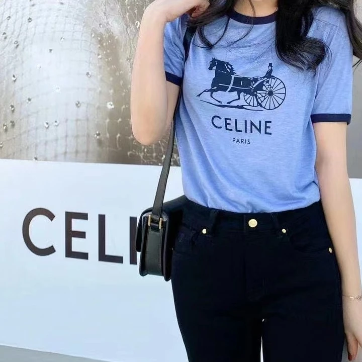 全新未使用 Celine/思琳 马车LOGO印花短袖/S