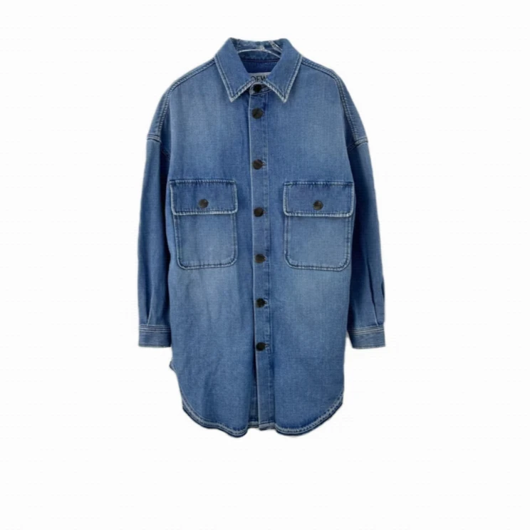 全新未使用 LOEWE/罗意威  纯色翻领长袖牛仔外套/34