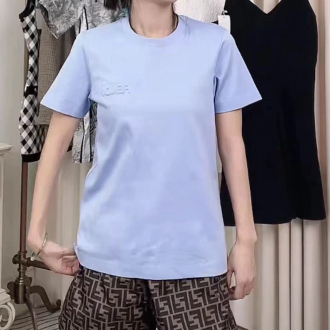 全新未使用 FENDI/芬迪 圆领logo短袖 蓝色/M