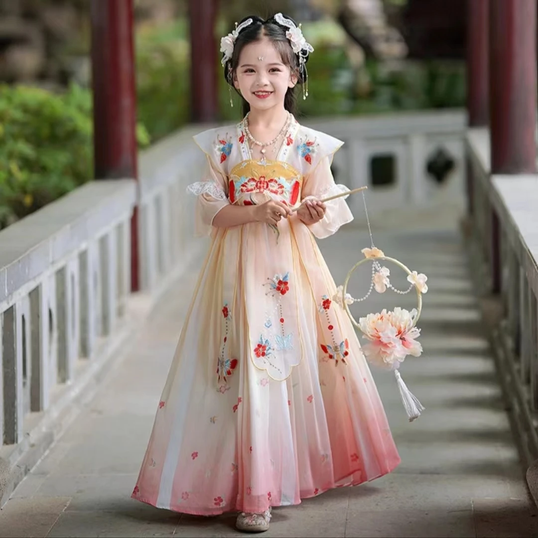 儿童夏装汉服超仙古装女童2024新款女孩古风唐装春秋连衣裙子夏季