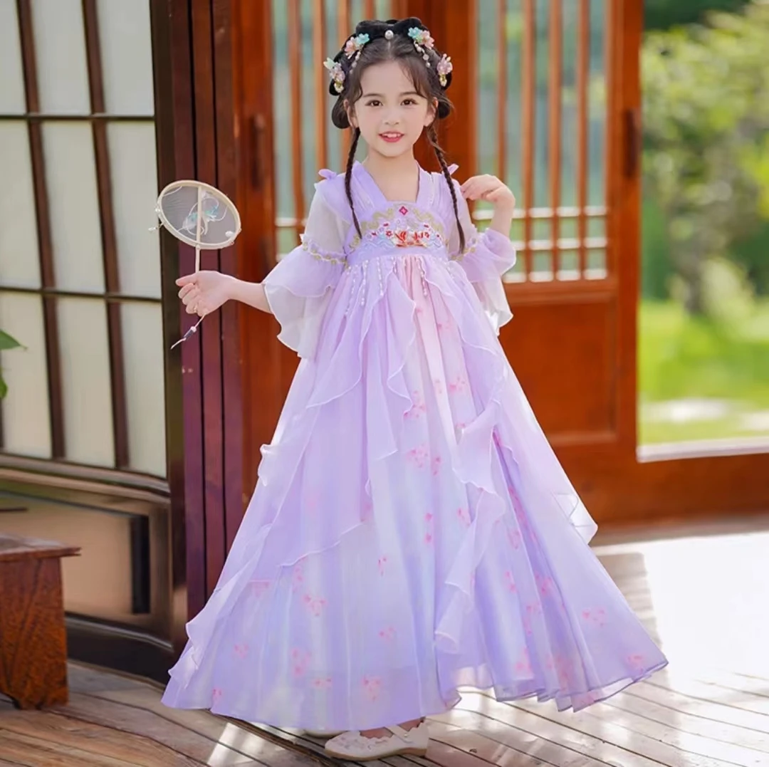 汉服女童夏款2024新款儿童古装国风超仙唐装女孩古风公主裙子夏季