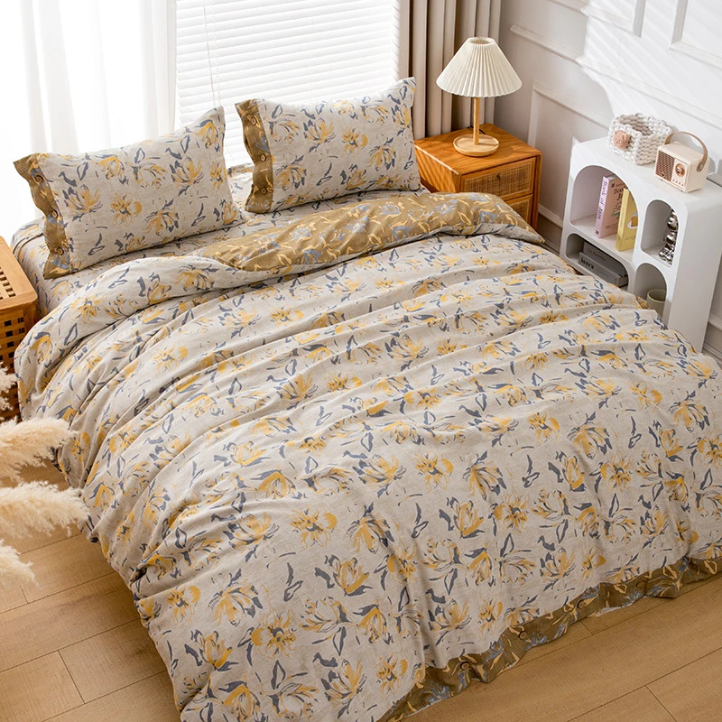 【禧礼 蓝-双人被】纯棉简约舒适提花轻奢系列床品