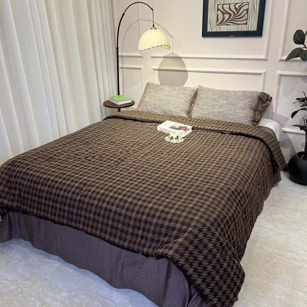 【锦瑟千鸟格-四件套】纯棉简约舒适婚庆中古风系列床品