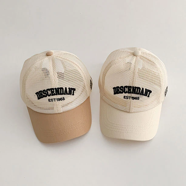 儿童帽子夏季薄款透气网眼鸭舌帽男女宝宝出游防晒韩版字母棒球帽