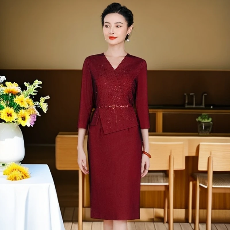 喜婆婆旗袍婚礼妈妈装夏季订婚高贵新娘母亲礼服喜庆高档连衣裙子