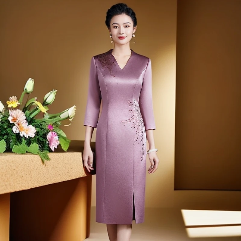 喜婆婆妈妈旗袍轻奢婚礼服年轻2024洋气高贵夏季中老年婚宴连衣裙