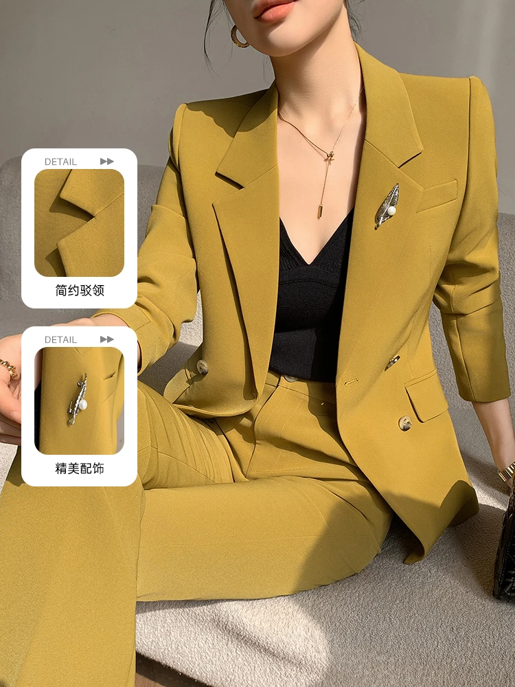 漫凌漫凌9597黄色小西装女外套春秋新款通勤OL气质职业西服套装