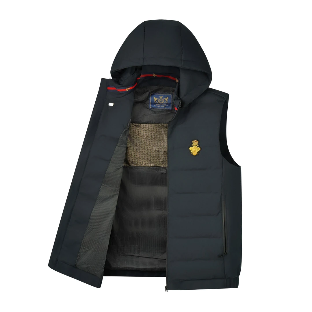 本派男士【白鸭绒防风保暖可拆卸帽子加厚石墨烯羽绒马甲】