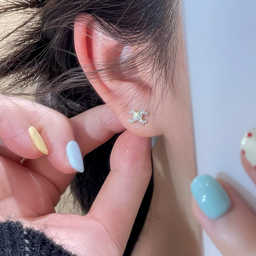 925银针耳饰 W125银色质感耳钉百搭时尚ins简约