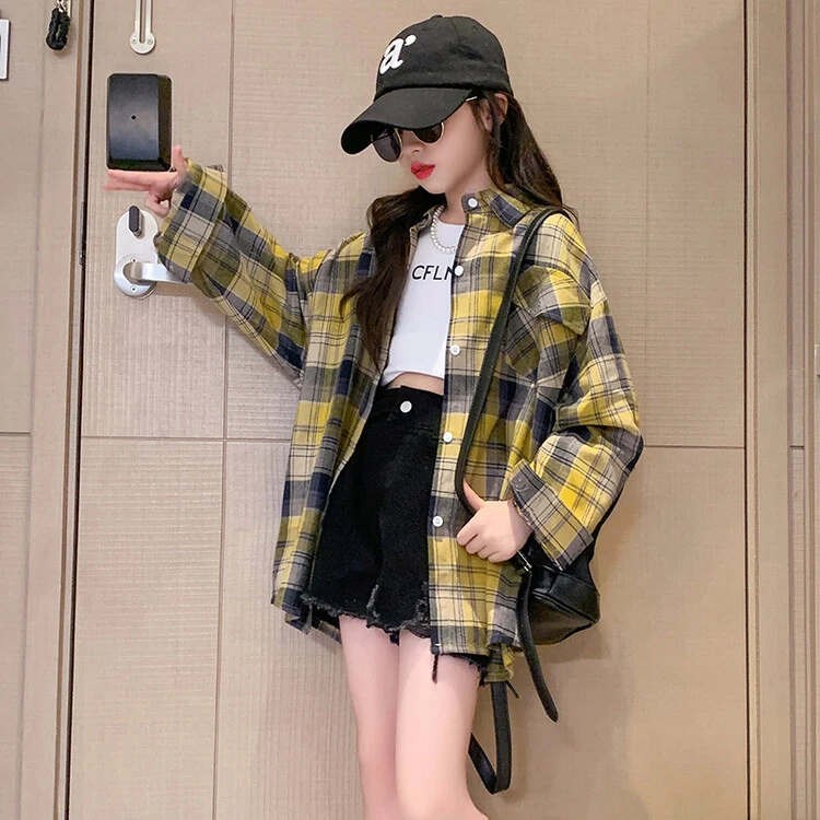 女童春秋款衬衫2025新款儿童格子洋气时髦长袖衬衣女孩休闲上衣潮
