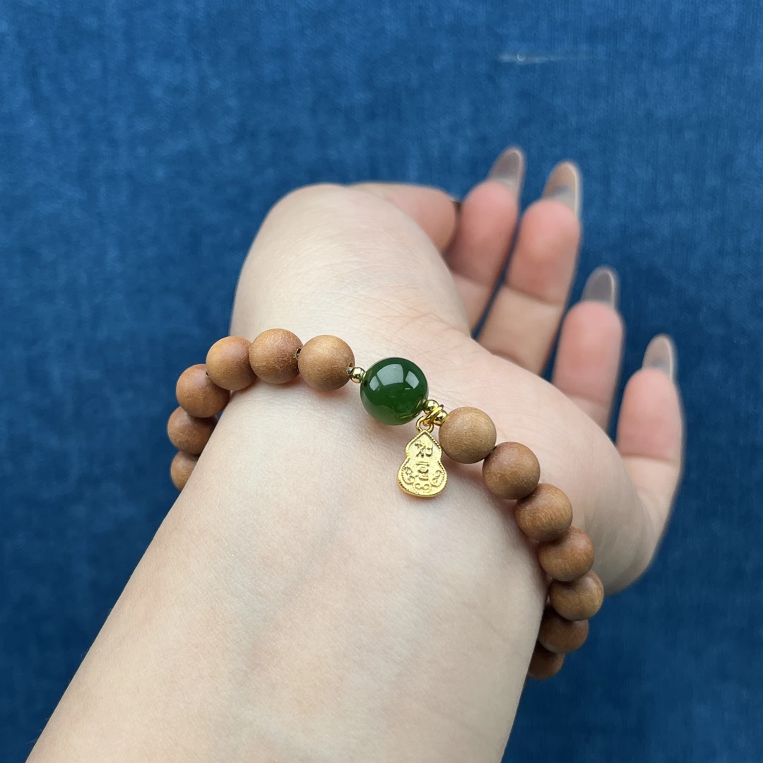 S0205天然和田玉0手串卡8mm