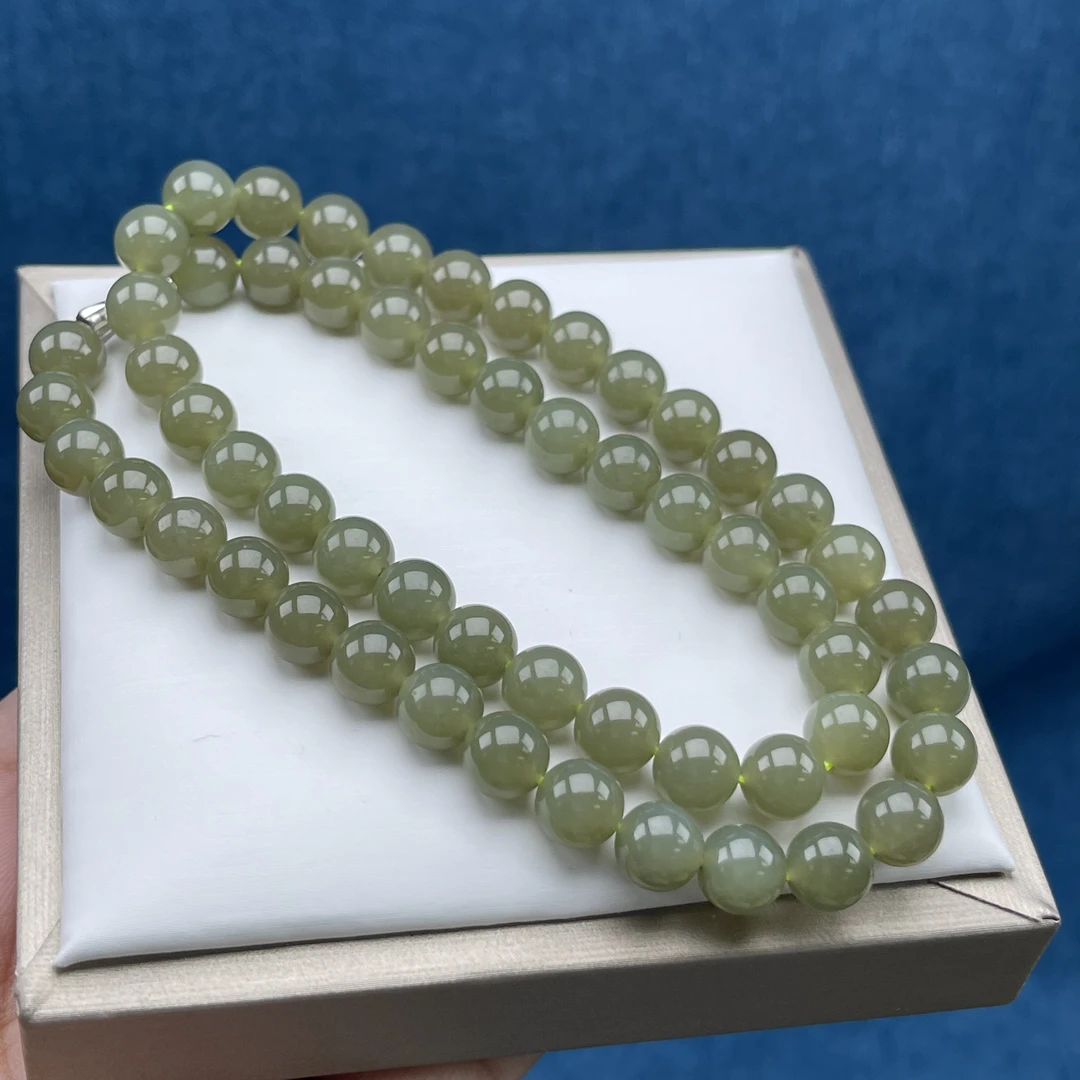 G0130和田玉牛油果项链O 8MM